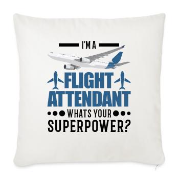 Flight Attendant Superkraft Stewardess - Sofa pillowcase 17,3'' x 17,3'' (45 x 45 cm) - natural white - Front