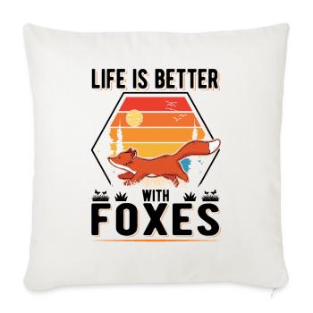 La vie est meilleure avec Foxes Fuchs - Housse de coussin décorative 45 x 45 cm - blanc nature - Devant