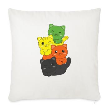 aromantic Flag Pride LGBTQ süßer Katzen Haufen - Sofakissenbezug 45 x 45 cm - Naturweiß  - Vorne