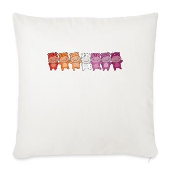 Drapeau Lesbien Fierté LGBTQ Hippopotame mignon - Housse de coussin décorative 45 x 45 cm - blanc nature - Devant