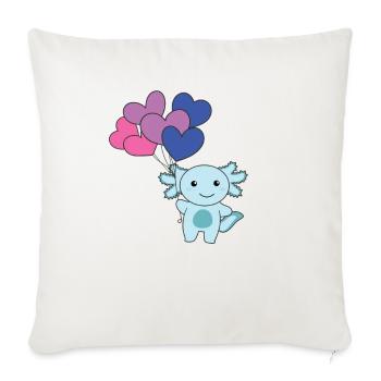 Bi Flagge Ballon Herz Pride LGBTQ Axolotl - Sofakissenbezug 45 x 45 cm - Naturweiß  - Vorne