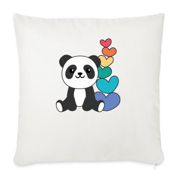 Regenbogen Herzen Pride LGBTQ süße tiere Panda - Sofakissenbezug 45 x 45 cm - Naturweiß  - Vorne