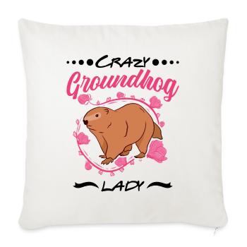 Dame marmotte folle - Housse de coussin décorative 45 x 45 cm - blanc nature - Devant