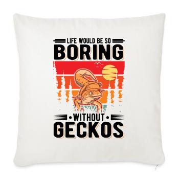 Gecko Geschenk Leopardengecko - Sofakissenbezug 45 x 45 cm - Naturweiß  - Vorne