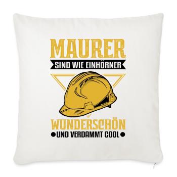 Maurer Einhorn Mauerer Maurermeister - Sofakissenbezug 45 x 45 cm - Naturweiß  - Vorne