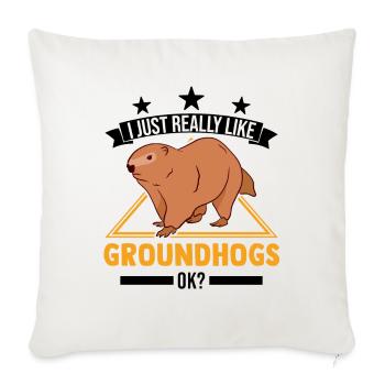 J’aime vraiment Groundhogs ok Marmot - Housse de coussin décorative 45 x 45 cm - blanc nature - Devant