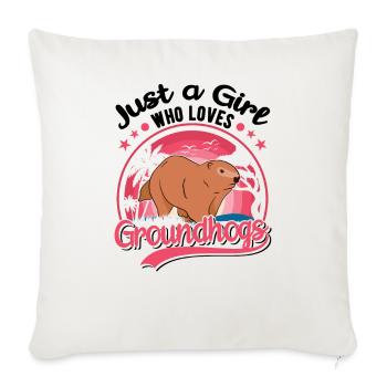 Murmeltier Mädchen Marmot Groundhog Girl - Sofa pillowcase 17,3'' x 17,3'' (45 x 45 cm) - natural white - Front