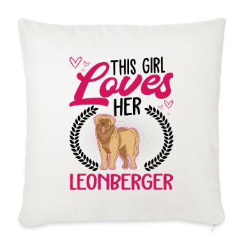 This girl loves her Leonberger - Sofa pillowcase 17,3'' x 17,3'' (45 x 45 cm) - natural white - Front