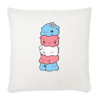 Drapeau transgenre Pride LGBTQ doux Hippopotame - Housse de coussin décorative 45 x 45 cm - blanc nature - Devant