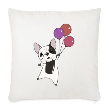 Bulldog flies balloons above cute animals dogs - Sofa pillowcase 17,3'' x 17,3'' (45 x 45 cm) - natural white - Front