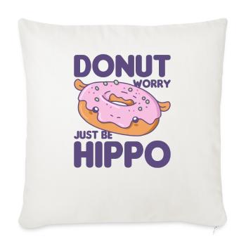 Drôle d’Hippo Donut Word Game Kawaii Esthétique - Housse de coussin décorative 45 x 45 cm - blanc nature - Devant