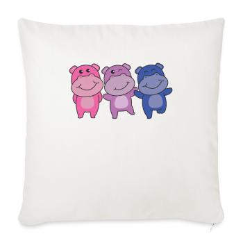 Bi Flag Pride LGBTQ doux Hippopotame - Housse de coussin décorative 45 x 45 cm - blanc nature - Devant