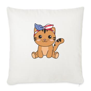 4 juillet chat américain pour enfants mignon chat américain - Housse de coussin décorative 45 x 45 cm - blanc nature - Devant