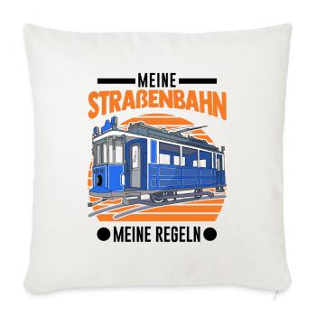 Meine Straßenbahn Meine Regeln Tram S-Bahn - Sofakissenbezug 45 x 45 cm - Naturweiß  - Vorne