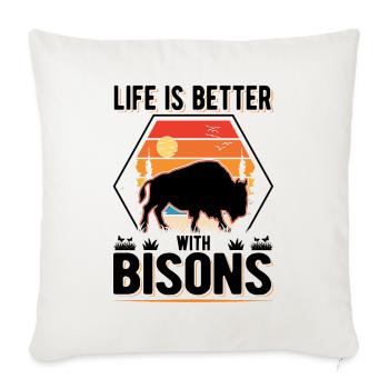 Life is better with Bison's Buffalo Buffalo - Sofa pillowcase 17,3'' x 17,3'' (45 x 45 cm) - natural white - Front