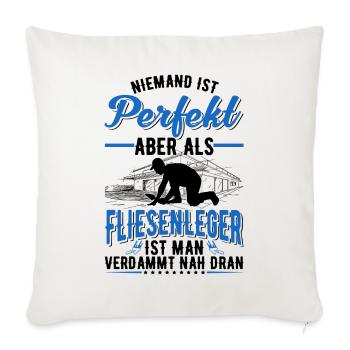 Fliesenleger Geschenk Mosaikleger Fliesen Legen - Sofakissenbezug 45 x 45 cm - Naturweiß  - Vorne