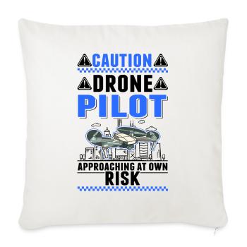 Attention Drones pilotes de drones révisés - Housse de coussin décorative 45 x 45 cm - blanc nature - Devant