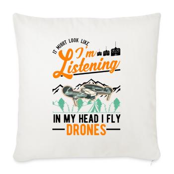 Drone Pilote Cadeau Drone Quadcopter - Housse de coussin décorative 45 x 45 cm - blanc nature - Devant