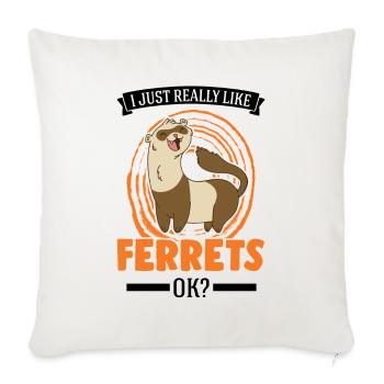 J’aime beaucoup Ferrets Frettchen - Housse de coussin décorative 45 x 45 cm - blanc nature - Devant