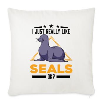 J’aime vraiment les phoques ok Sea Lion Seal - Housse de coussin décorative 45 x 45 cm - blanc nature - Devant