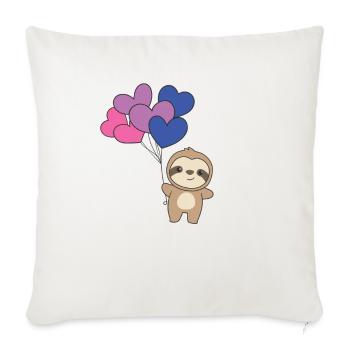 Bi Flagge Ballon Herz Pride LGBTQ Faultier - Sofakissenbezug 45 x 45 cm - Naturweiß  - Vorne