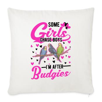 Budgie Girl Welli Parakeet - Sofa pillowcase 17,3'' x 17,3'' (45 x 45 cm) - natural white - Front