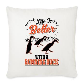 La vie est meilleure avec un Running Duck Laufente - Housse de coussin décorative 45 x 45 cm - blanc nature - Devant