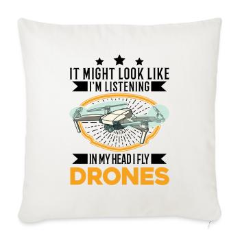 Drone Pilote Cadeau Drone Quadcopter - Housse de coussin décorative 45 x 45 cm - blanc nature - Devant