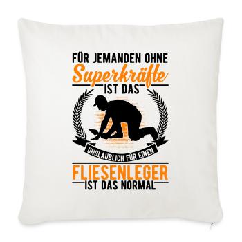 Fliesenleger Superkraft Fliesen Legen - Sofakissenbezug 45 x 45 cm - Naturweiß  - Vorne