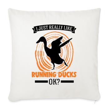 J’aime beaucoup Running Ducks, ok Laufente - Housse de coussin décorative 45 x 45 cm - blanc nature - Devant