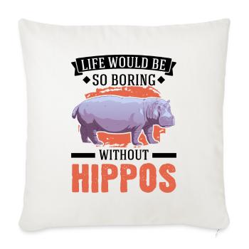Hippo Gift Hippo Hippo Hippo - Sofa pillowcase 17,3'' x 17,3'' (45 x 45 cm) - natural white - Front