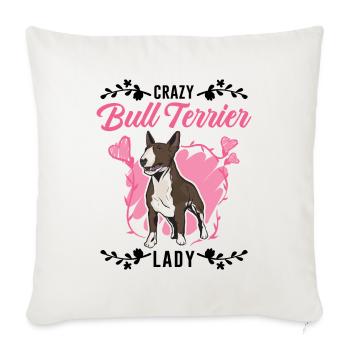 Crazy Bull Terrier dame Bullterrier - Housse de coussin décorative 45 x 45 cm - blanc nature - Devant