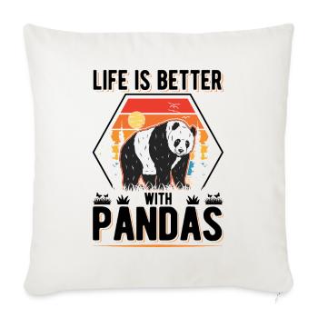 Life is better with Pandas - Sofa pillowcase 17,3'' x 17,3'' (45 x 45 cm) - natural white - Front