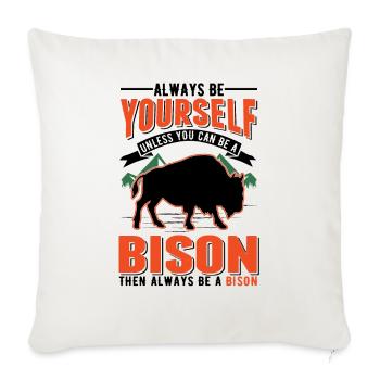 Buffalo Cadeau Bison Buffallo Eau Buffle - Housse de coussin décorative 45 x 45 cm - blanc nature - Devant