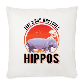 Juste un garçon qui aime Hippo Hippo Hippo Hippo Hippo Hippo - Housse de coussin décorative 45 x 45 cm - blanc nature - Devant