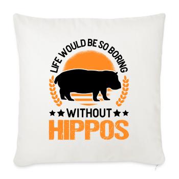 Hippo Gift Hippo Hippo Hippo - Sofa pillowcase 17,3'' x 17,3'' (45 x 45 cm) - natural white - Front