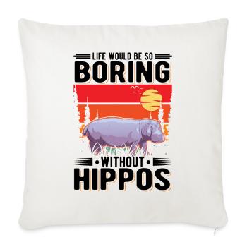 Hippo Gift Hippo Hippo Hippo - Sofa pillowcase 17,3'' x 17,3'' (45 x 45 cm) - natural white - Front