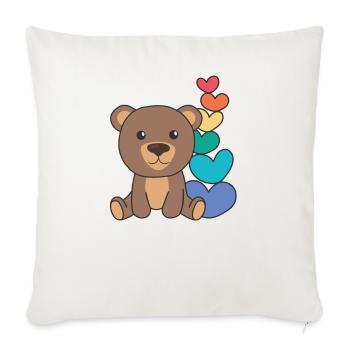 Regenbogen Herzen Pride LGBTQ süße tiere Bär - Sofakissenbezug 45 x 45 cm - Naturweiß  - Vorne