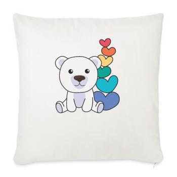 Rainbow Hearts Pride LGBTQ Cute Animals Polar Bear - Sofa pillowcase 17,3'' x 17,3'' (45 x 45 cm) - natural white - Front