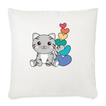 Regenbogen Herzen Pride LGBTQ süße tiere Katze - Sofakissenbezug 45 x 45 cm - Naturweiß  - Vorne