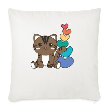 Regenbogen Herzen Pride LGBTQ süße tiere Katze - Sofakissenbezug 45 x 45 cm - Naturweiß  - Vorne