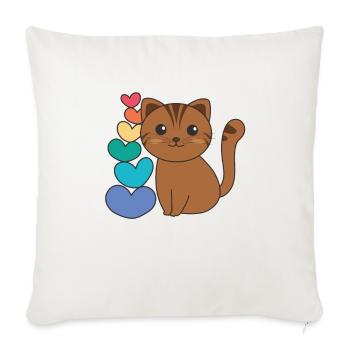 Rainbow Hearts Pride LGBTQ animaux mignons chat - Housse de coussin décorative 45 x 45 cm - blanc nature - Devant