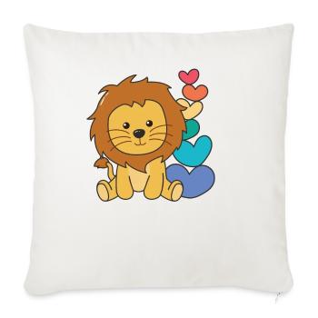 Rainbow Hearts Pride LGBTQ Cute Animals Lion - Sofa pillowcase 17,3'' x 17,3'' (45 x 45 cm) - natural white - Front