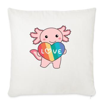 coeurs arc-en-ciel fierté LGBTQ animaux mignons axolotl - Housse de coussin décorative 45 x 45 cm - blanc nature - Devant