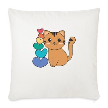 Regenbogen Herzen Pride LGBTQ süße tiere Katze - Sofakissenbezug 45 x 45 cm - Naturweiß  - Vorne