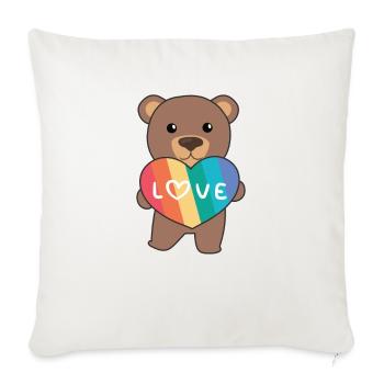 Regenbogen Herzen Pride LGBTQ süße tiere Bär - Sofakissenbezug 45 x 45 cm - Naturweiß  - Vorne
