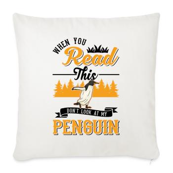 Pingouin Cadeau Pingouin - Housse de coussin décorative 45 x 45 cm - blanc nature - Devant