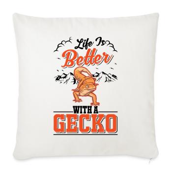 Life is better with a Gecko Leopard gecko - Sofa pillowcase 17,3'' x 17,3'' (45 x 45 cm) - natural white - Front