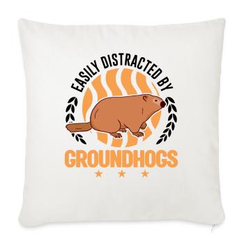 Easily distracted by Groundhogs Marmot Murmeltier - Sofa pillowcase 17,3'' x 17,3'' (45 x 45 cm) - natural white - Front