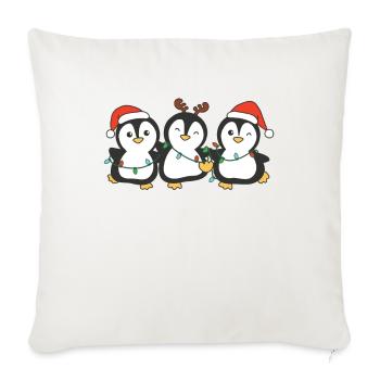 Pingouins Animaux de Noël Mignons Pingouins - Housse de coussin décorative 45 x 45 cm - blanc nature - Devant